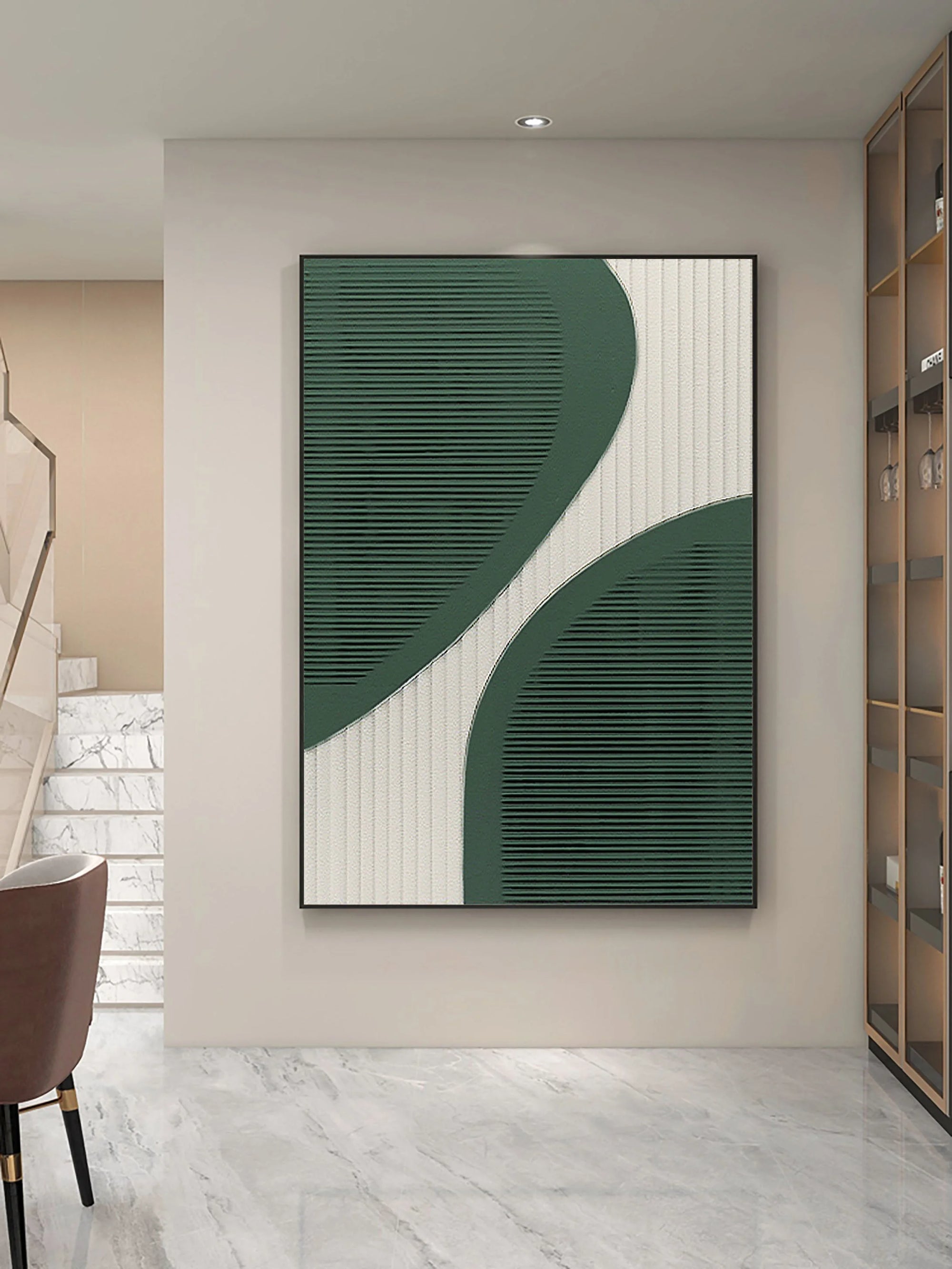 Multicolor Curved Harmony Minimalist Textured Abstract Art - Artwallpainting
