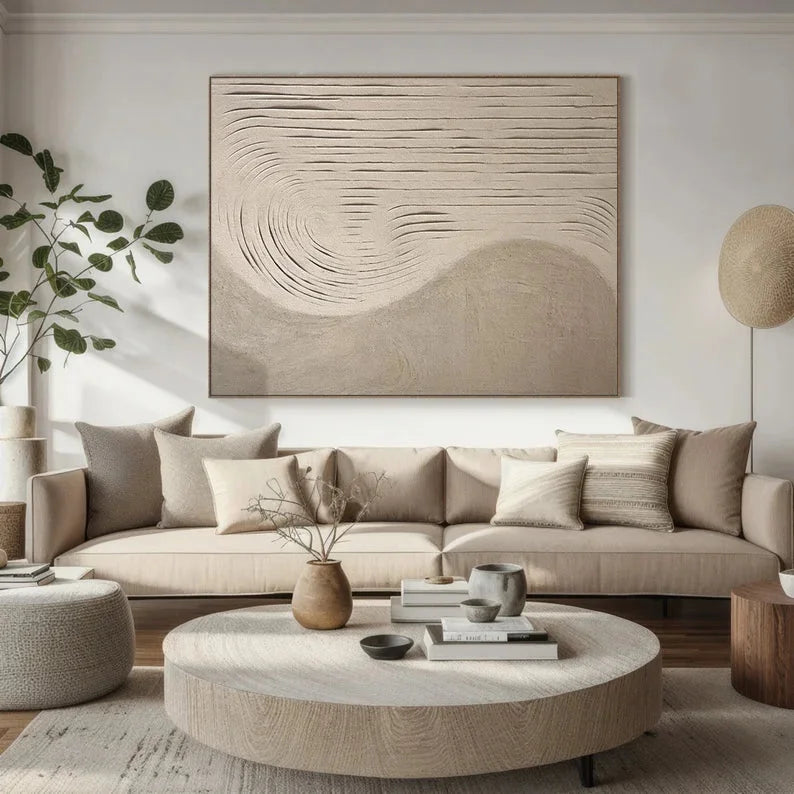 Multicolor Curved Lines Neutral Canvas - Artwallpainting