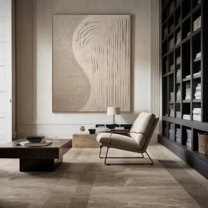 Multicolor Curved Lines Neutral Canvas - Artwallpainting