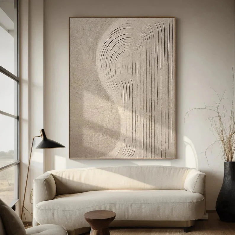Multicolor Curved Lines Neutral Canvas - Artwallpainting