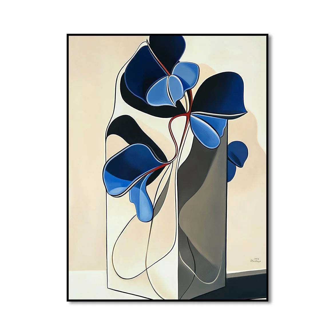 Multicolor Curved Silence-Modern Minimalist Abstract Plant Wall Art - Artwallpainting