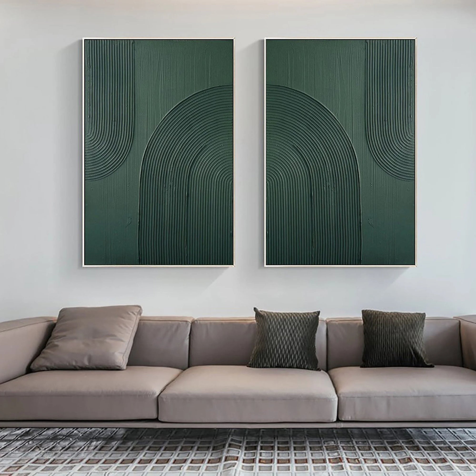 Multicolor Dark Green Textured Abstract Canvas Art - Set Of 2 - Artwallpainting