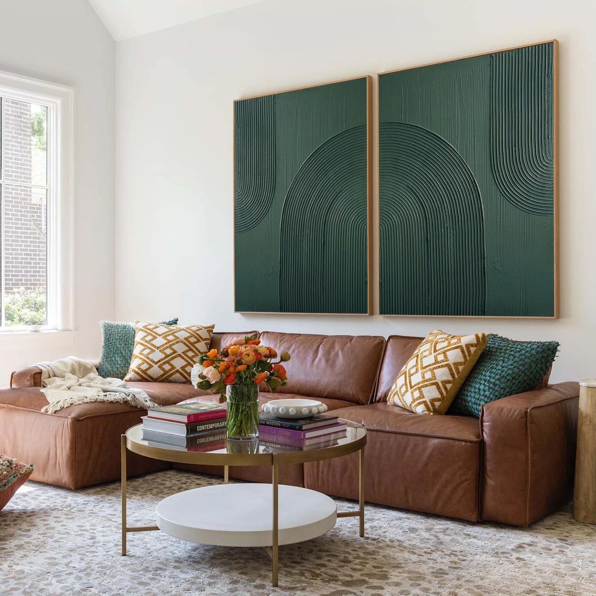 Multicolor Dark Green Textured Abstract Canvas Art - Set Of 2 - Artwallpainting