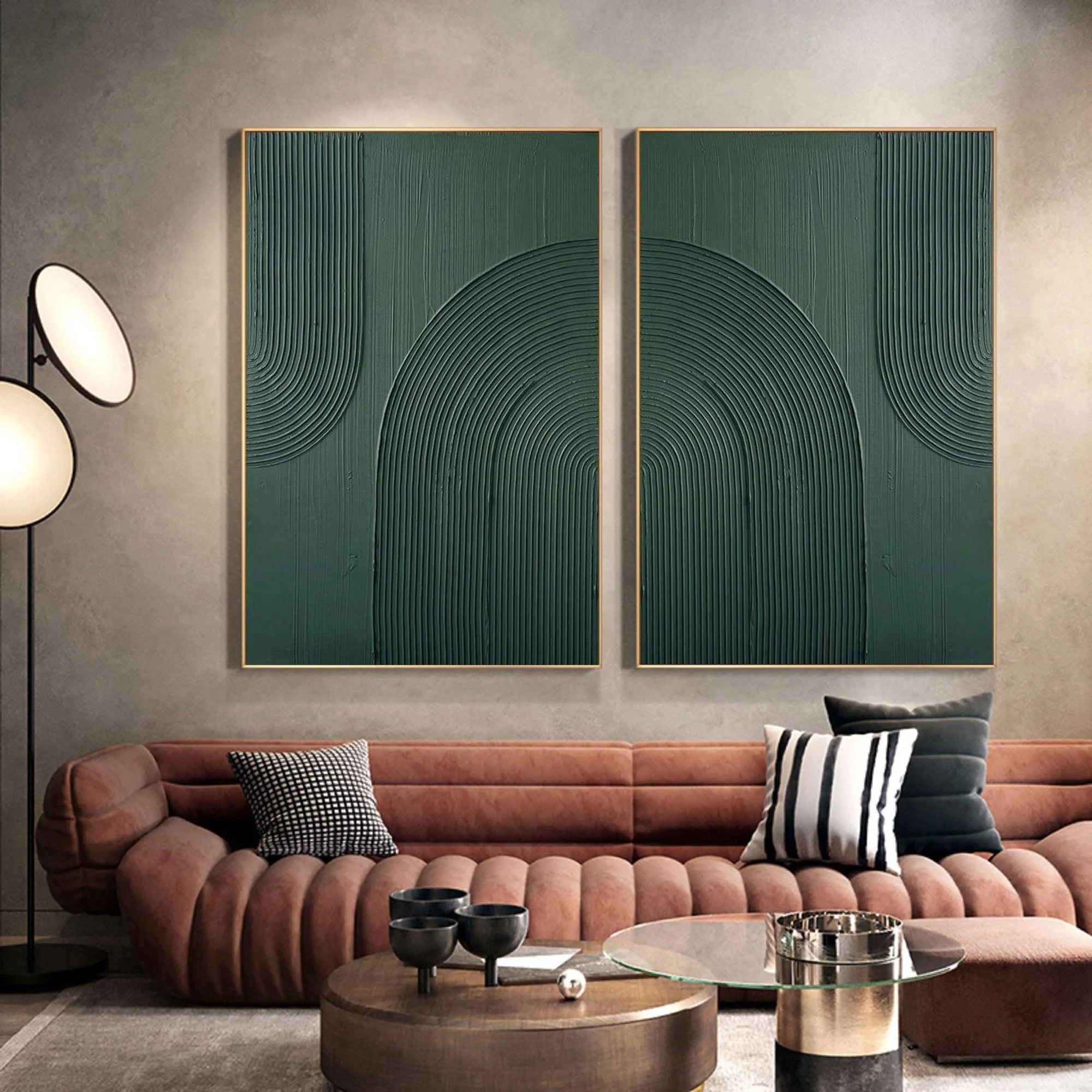 Multicolor Dark Green Textured Abstract Canvas Art - Set Of 2 - Artwallpainting