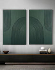 Multicolor Dark Green Textured Abstract Canvas Art - Set Of 2 - Artwallpainting
