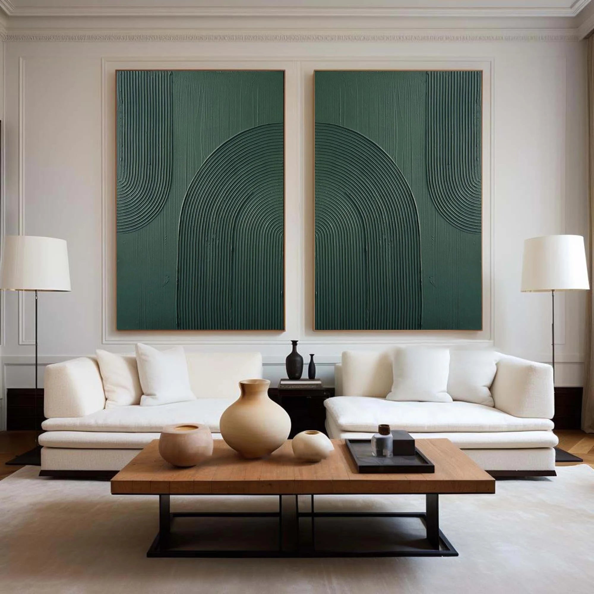 Multicolor Dark Green Textured Abstract Canvas Art - Set Of 2 - Artwallpainting