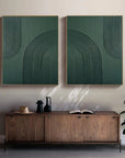 Multicolor Dark Green Textured Abstract Canvas Art - Set Of 2 - Artwallpainting