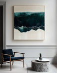 Multicolor Deep Teal And Cream Waves - Ocean Abstract Art - Artwallpainting