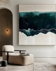 Multicolor Deep Teal And Cream Waves - Ocean Abstract Art - Artwallpainting