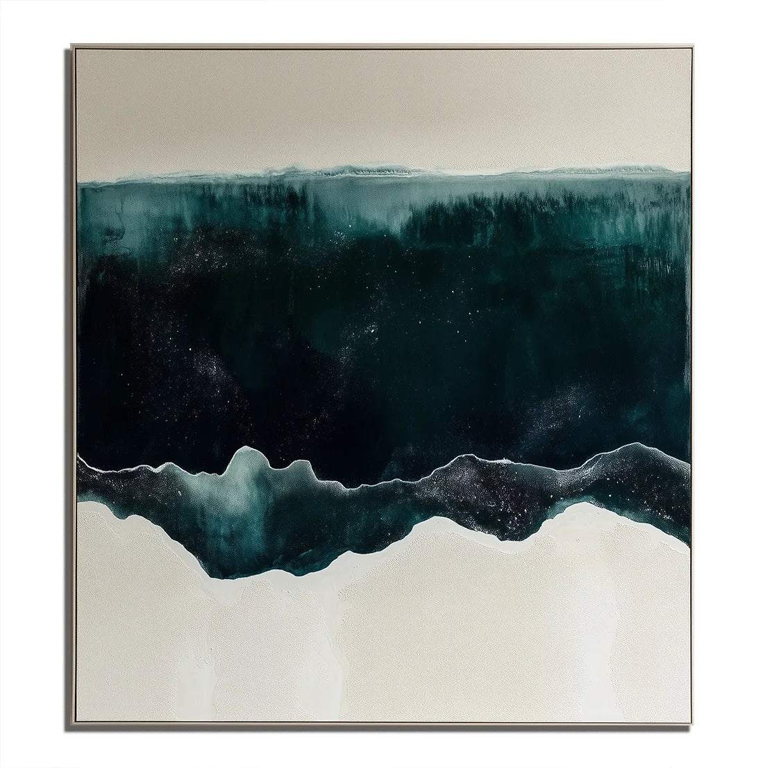Multicolor Deep Teal And Cream Waves - Ocean Abstract Art - Artwallpainting