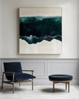 Multicolor Deep Teal And Cream Waves - Ocean Abstract Art - Artwallpainting