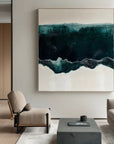 Multicolor Deep Teal And Cream Waves - Ocean Abstract Art - Artwallpainting