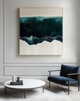 Multicolor Deep Teal And Cream Waves - Ocean Abstract Art - Artwallpainting