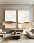 Multicolor Desert Serenity Abstract Landscape Canvas Duo Set Of 2 - Artwallpainting