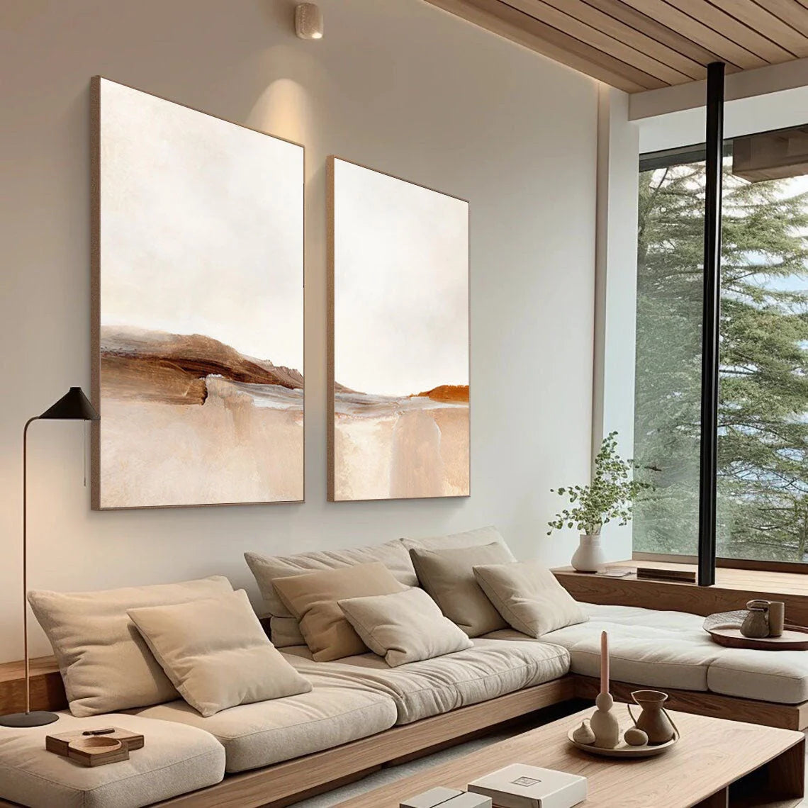 Multicolor Desert Serenity Abstract Landscape Canvas Duo Set Of 2 - Artwallpainting