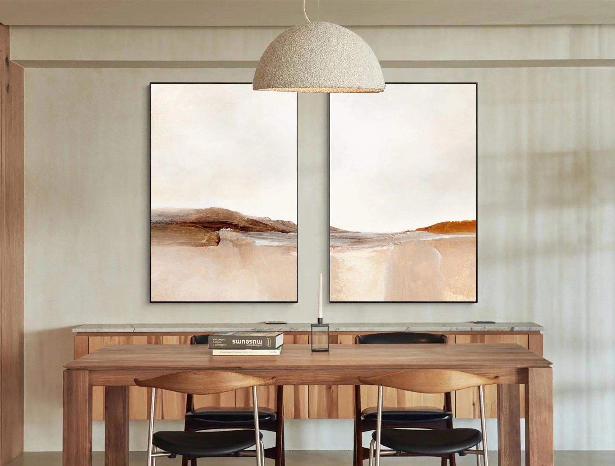 Multicolor Desert Serenity Abstract Landscape Canvas Duo Set Of 2 - Artwallpainting