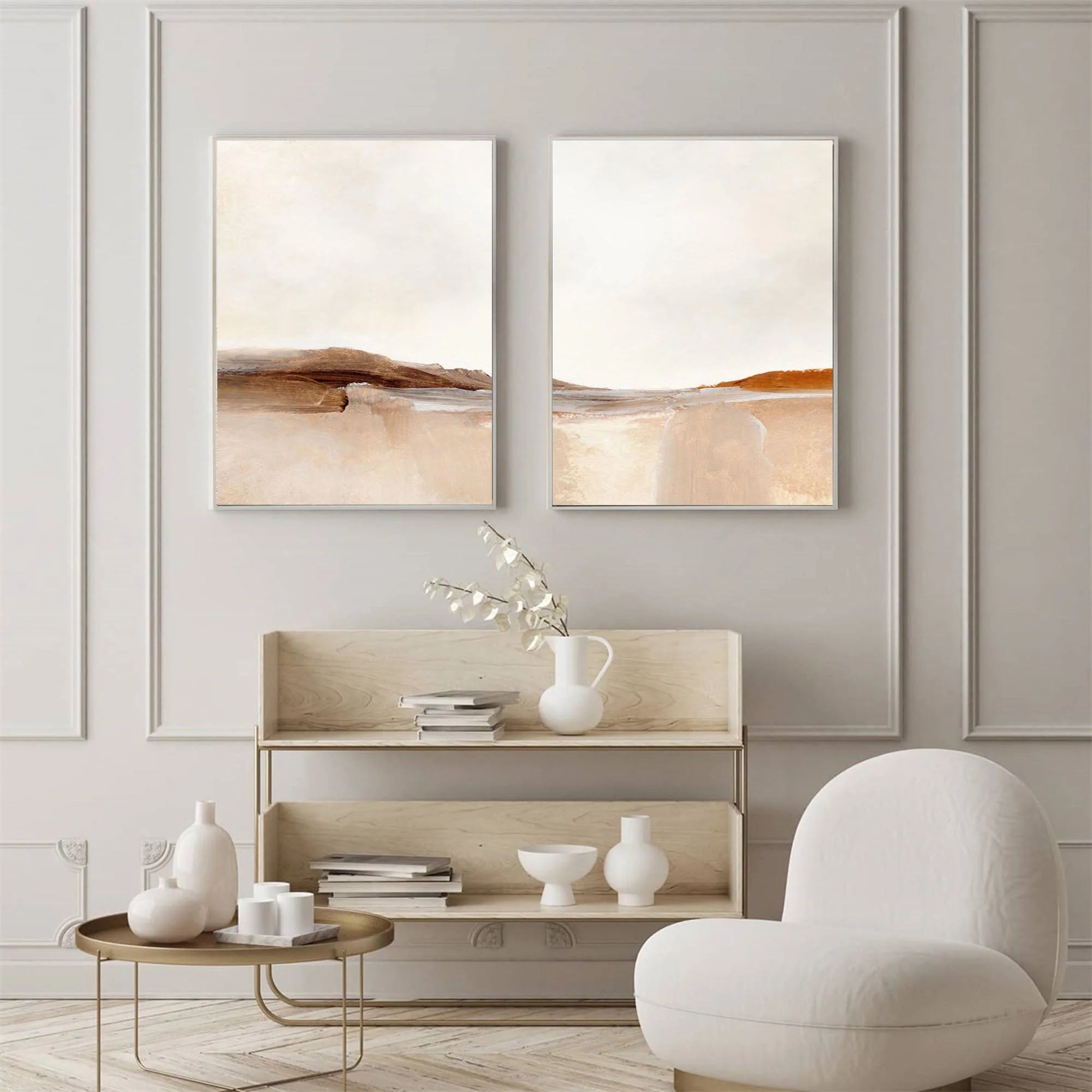 Multicolor Desert Serenity Abstract Landscape Canvas Duo Set Of 2 - Artwallpainting