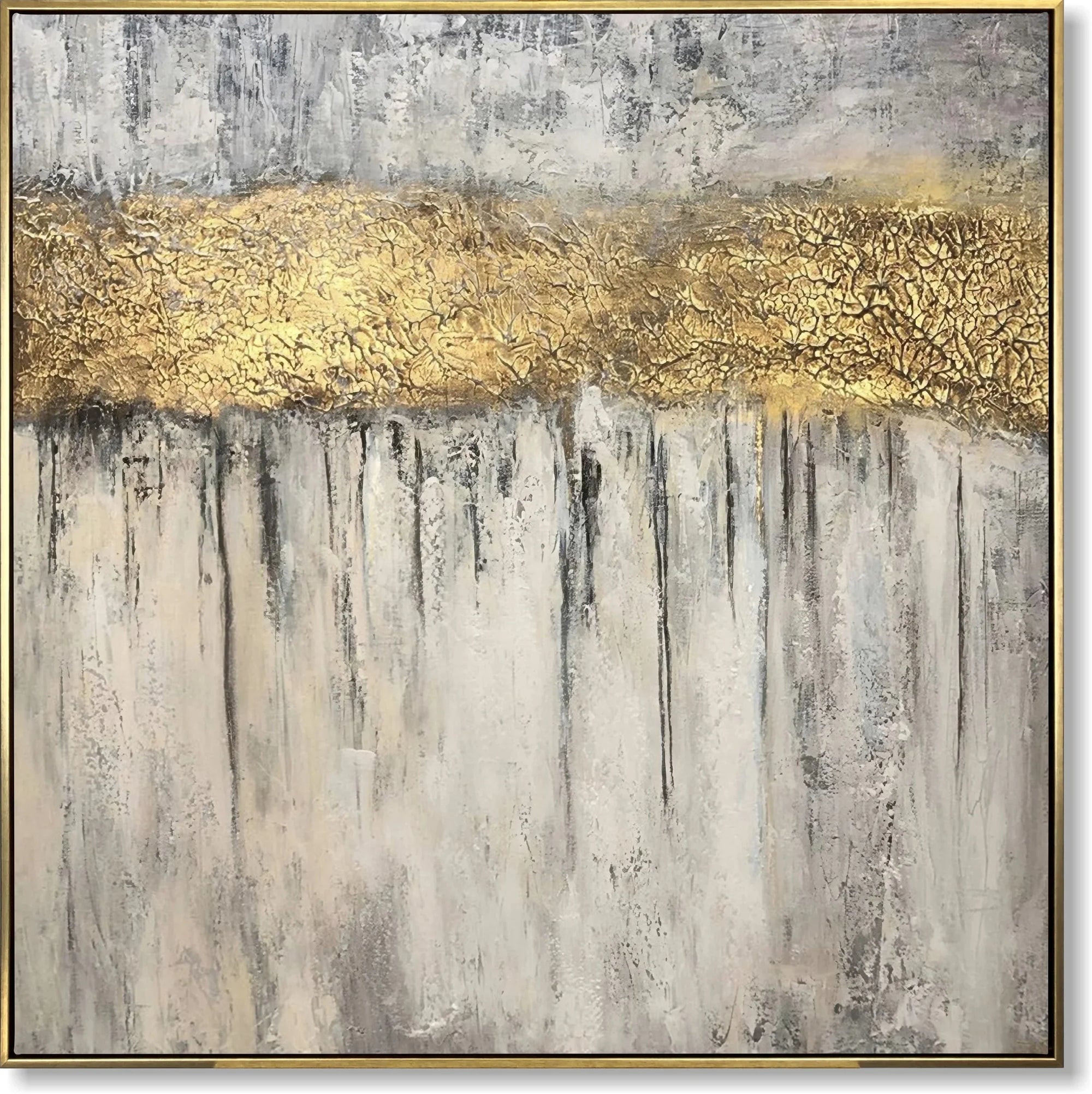 Multicolor Dream-Modern Three-Dimensional Gold-Plated Waterfall Texture Oil Painting Wall Art - Artwallpainting