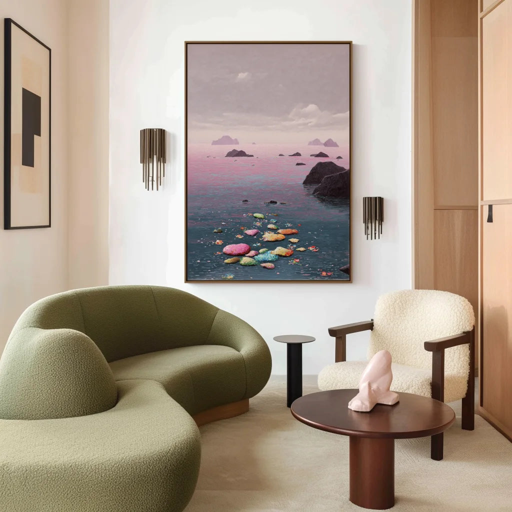 Multicolor Dream Tide Abstract Pastel Seascape Canvas Painting - Artwallpainting