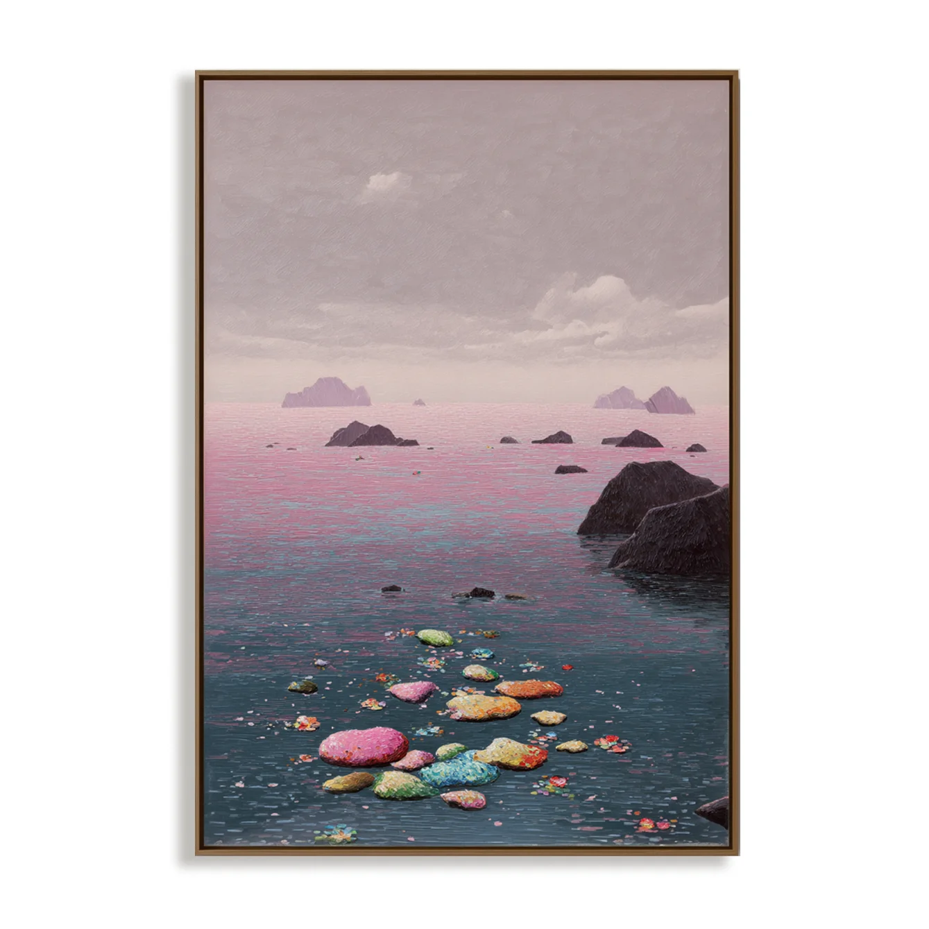 Multicolor Dream Tide Abstract Pastel Seascape Canvas Painting - Artwallpainting