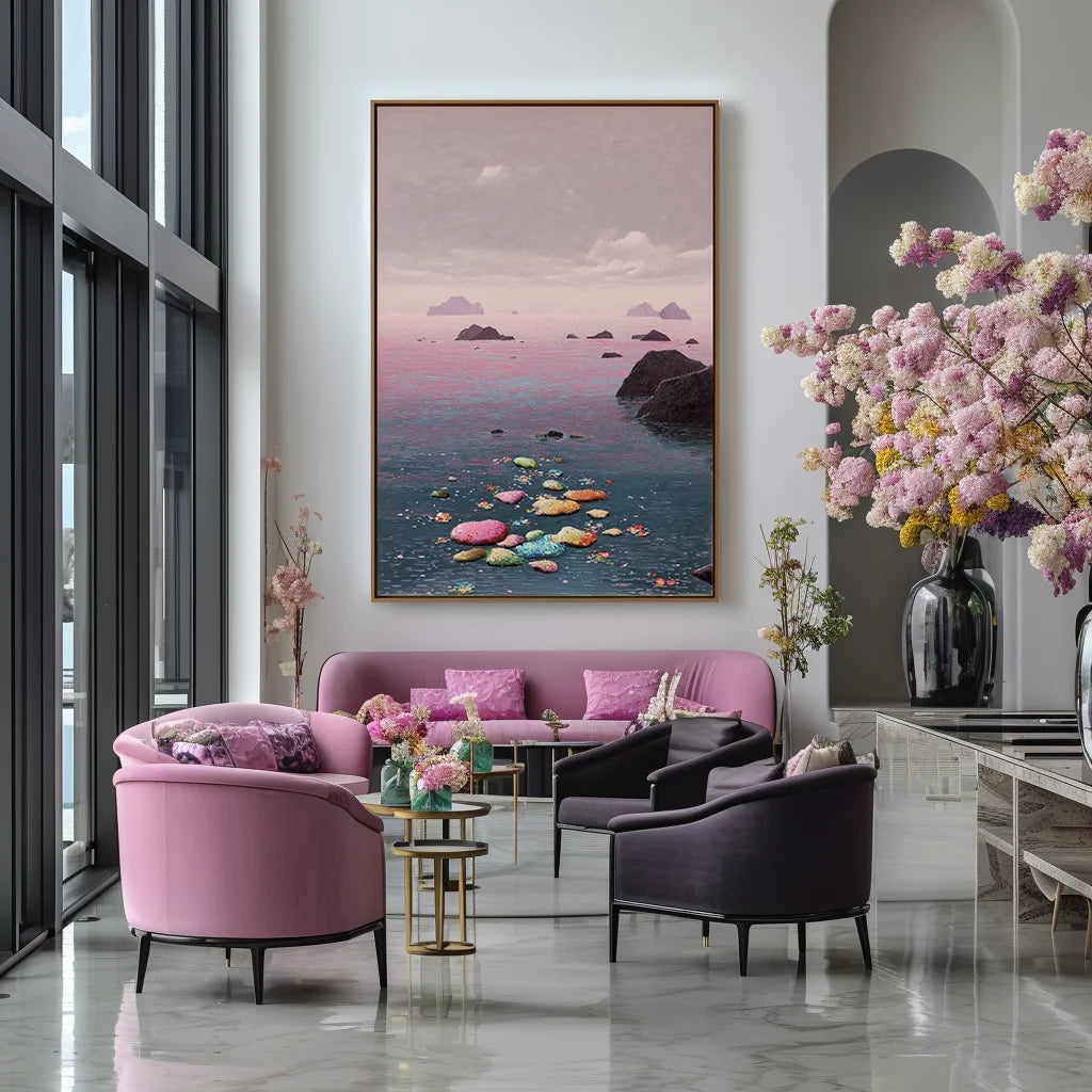 Multicolor Dream Tide Abstract Pastel Seascape Canvas Painting - Artwallpainting