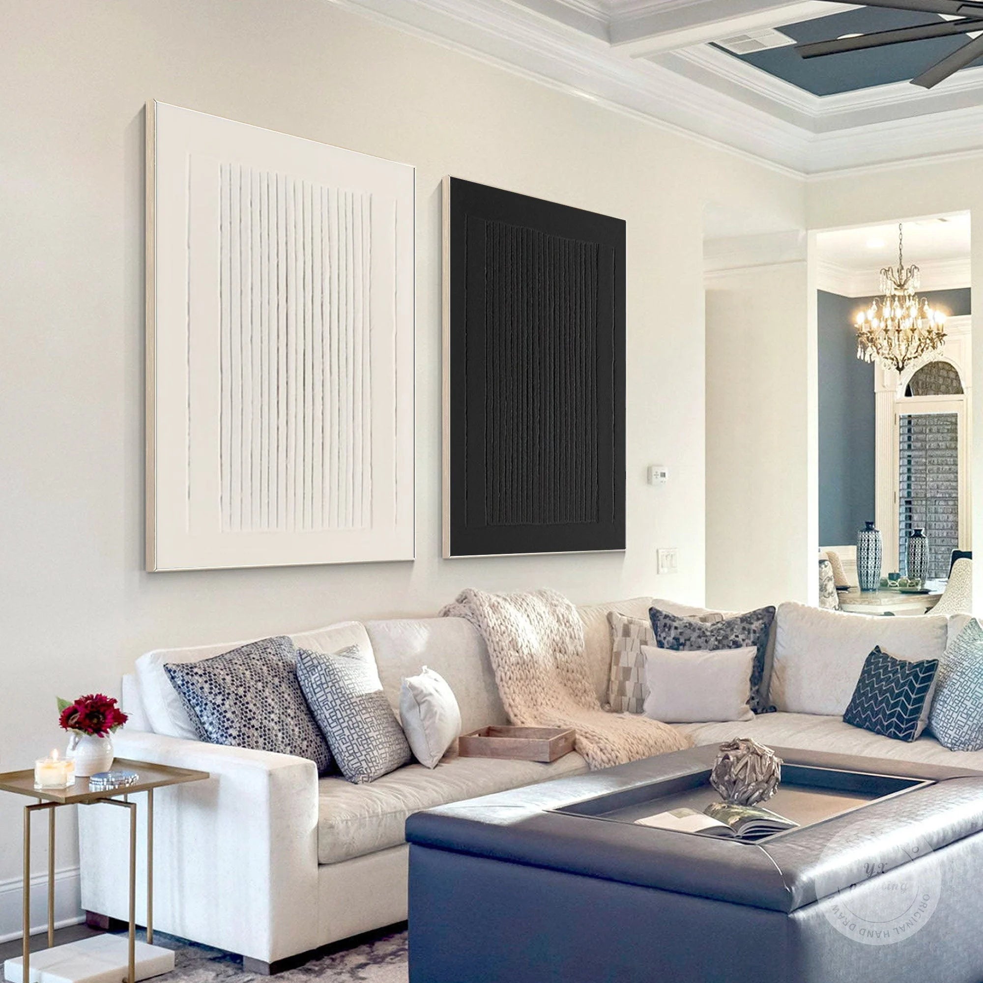 Multicolor Dual Symmetry Canvas Painting For Home Decoration Set Of 2 - Artwallpainting