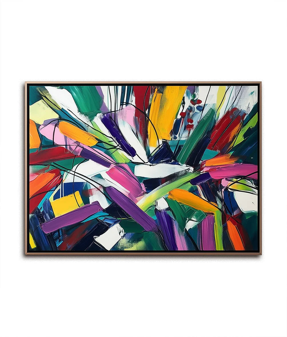 Multicolor Dynamic Burst -Geometric Color Fractal Abstract Wall Art - Artwallpainting