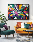 Multicolor Dynamic Burst -Geometric Color Fractal Abstract Wall Art - Artwallpainting
