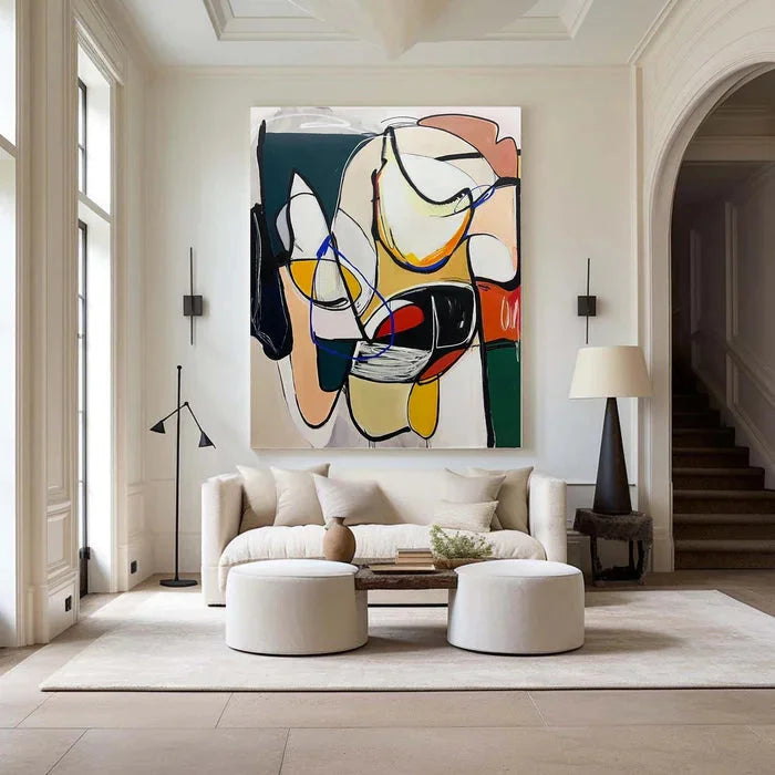 Multicolor Dynamic Rhythm - Modern Abstract Line And Color Block Oil Painting - Artwallpainting