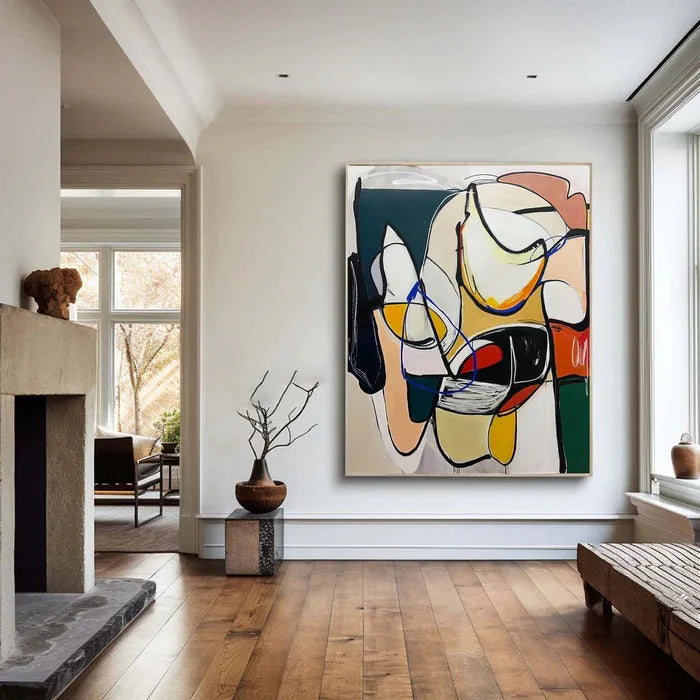 Multicolor Dynamic Rhythm - Modern Abstract Line And Color Block Oil Painting - Artwallpainting