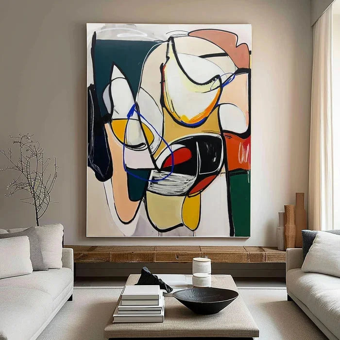 Multicolor Dynamic Rhythm - Modern Abstract Line And Color Block Oil Painting - Artwallpainting