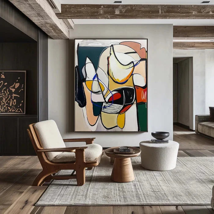 Multicolor Dynamic Rhythm - Modern Abstract Line And Color Block Oil Painting - Artwallpainting