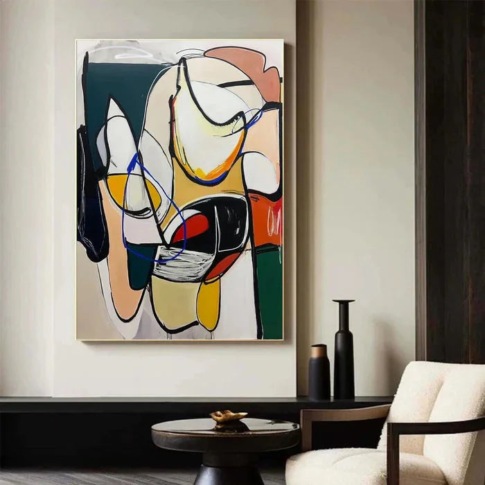 Multicolor Dynamic Rhythm - Modern Abstract Line And Color Block Oil Painting - Artwallpainting