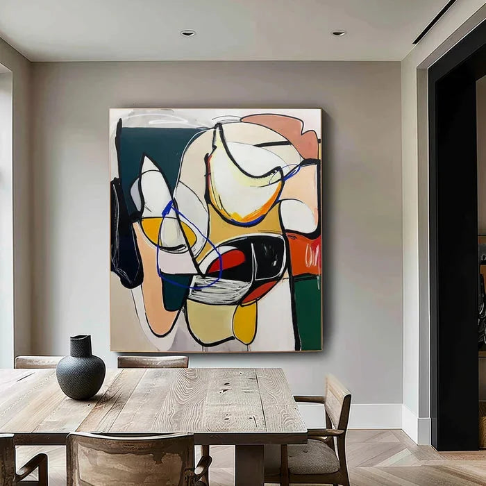 Multicolor Dynamic Rhythm - Modern Abstract Line And Color Block Oil Painting - Artwallpainting