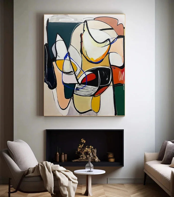 Multicolor Dynamic Rhythm - Modern Abstract Line And Color Block Oil Painting - Artwallpainting