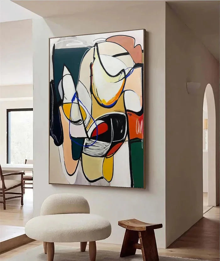 Multicolor Dynamic Rhythm - Modern Abstract Line And Color Block Oil Painting - Artwallpainting