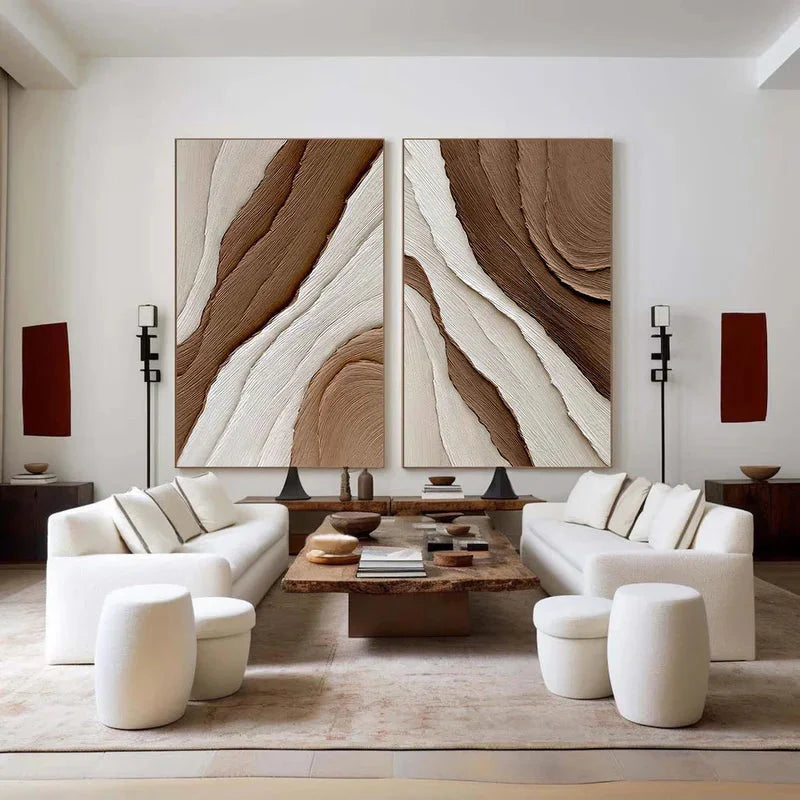 Multicolor Earth Layers Textured Diptych - Artwallpainting
