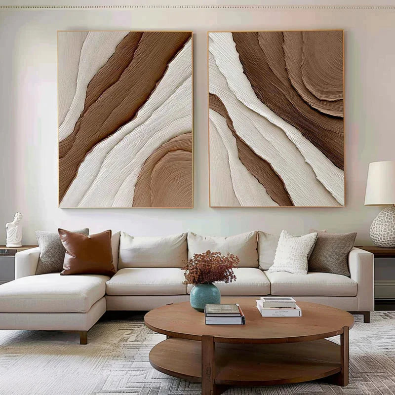 Multicolor Earth Layers Textured Diptych - Artwallpainting