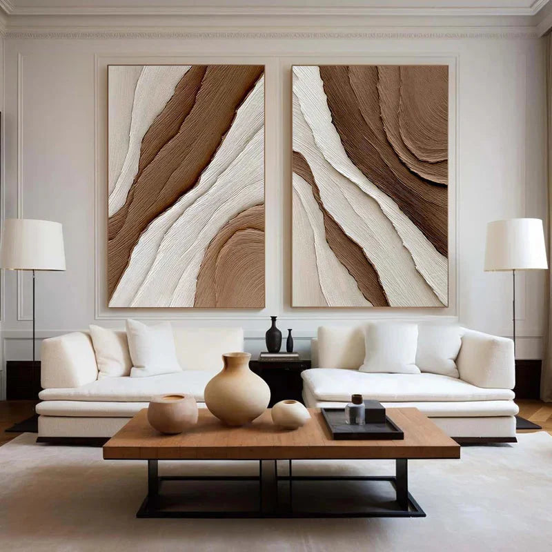 Multicolor Earth Layers Textured Diptych - Artwallpainting