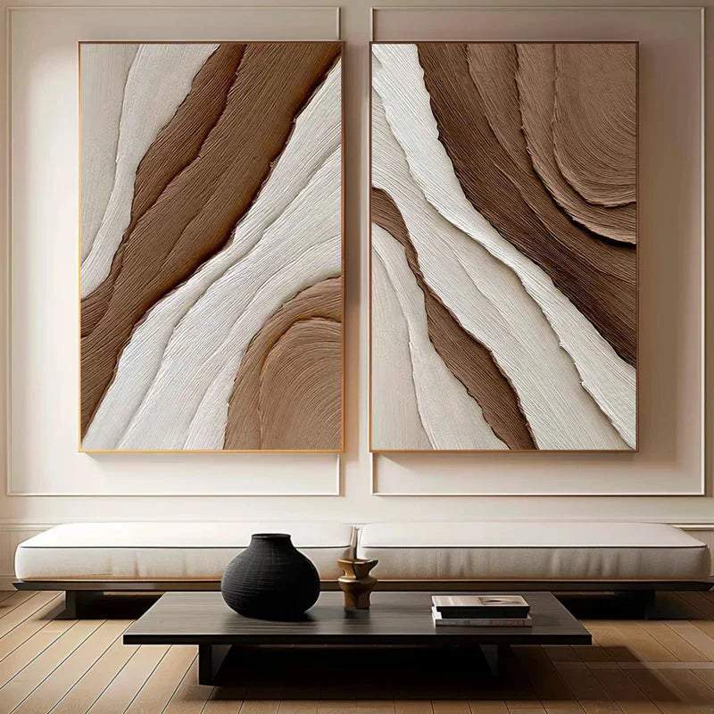 Multicolor Earth Layers Textured Diptych - Artwallpainting
