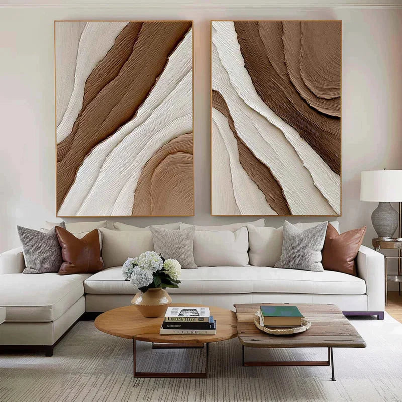 Multicolor Earth Layers Textured Diptych - Artwallpainting
