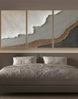 Multicolor Earth Layers Triptych - Minimalist Textured Abstract Oil Painting Set - Artwallpainting