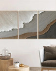 Multicolor Earth Layers Triptych - Minimalist Textured Abstract Oil Painting Set - Artwallpainting