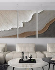 Multicolor Earth Layers Triptych - Minimalist Textured Abstract Oil Painting Set - Artwallpainting