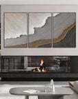 Multicolor Earth Layers Triptych - Minimalist Textured Abstract Oil Painting Set - Artwallpainting