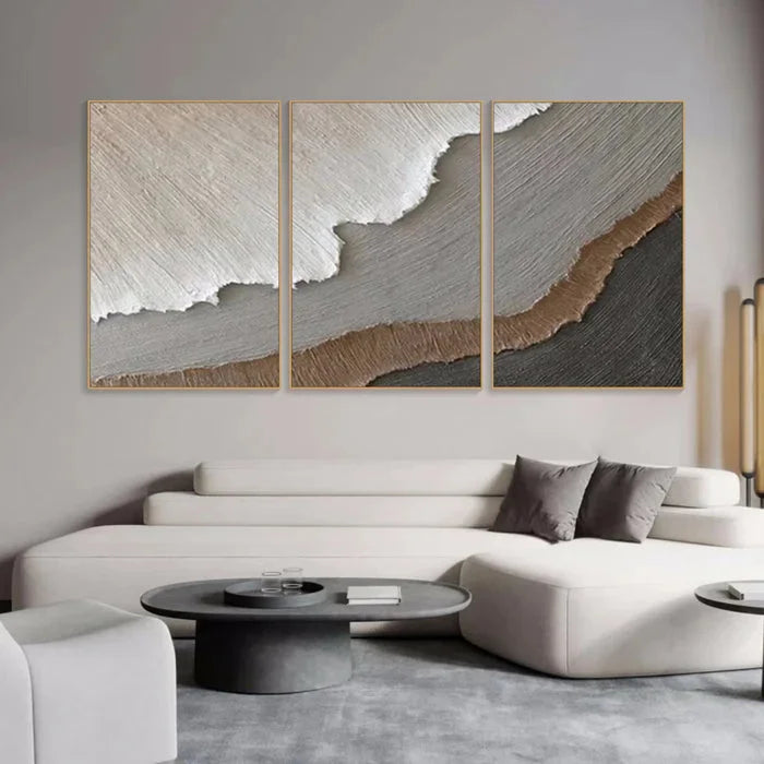 Multicolor Earth Layers Triptych - Minimalist Textured Abstract Oil Painting Set - Artwallpainting