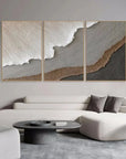Multicolor Earth Layers Triptych - Minimalist Textured Abstract Oil Painting Set - Artwallpainting