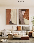 Multicolor Earth Tone Art Canvas Painting For Home Decoration Set Of 2 - Artwallpainting