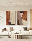 Multicolor Earth Tone Art Canvas Painting For Home Decoration Set Of 2 - Artwallpainting