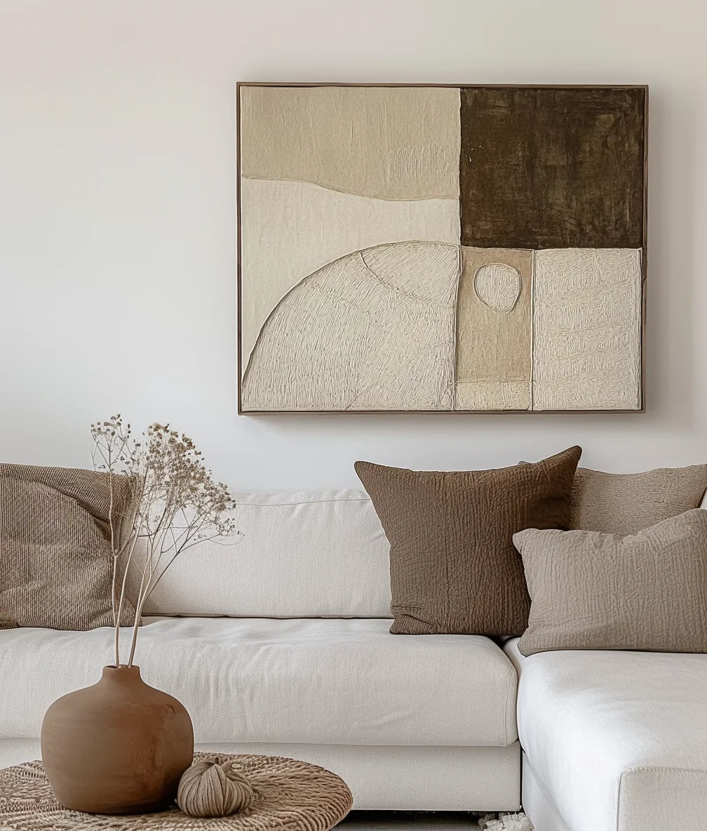 Multicolor Earthbound Balance-Minimalist Geometric Arc Block Texture Abstract Wall Art - Artwallpainting